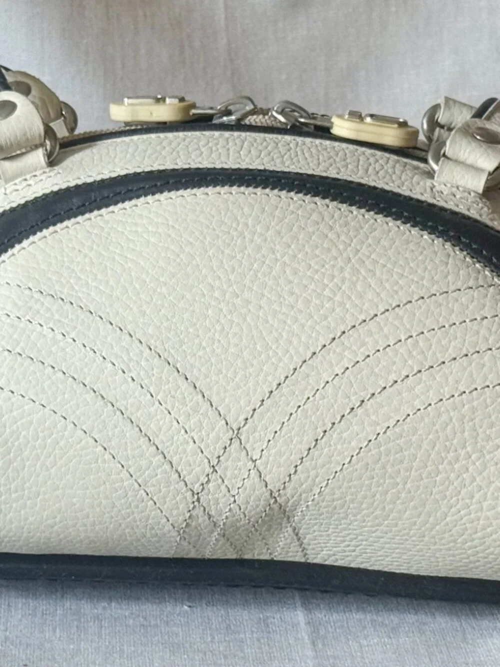 Alaluna Vintage Y2K Football Bag Black White Leather Made in Spain Rare